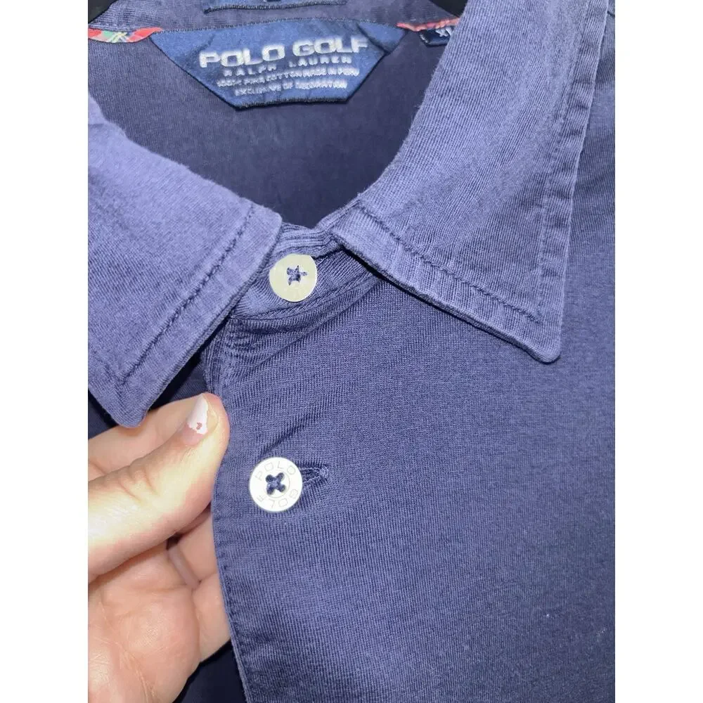 Polo Golf Ralph Lauren Vintage Lisle Navy Pima Cotton Walter Course XL Clemson